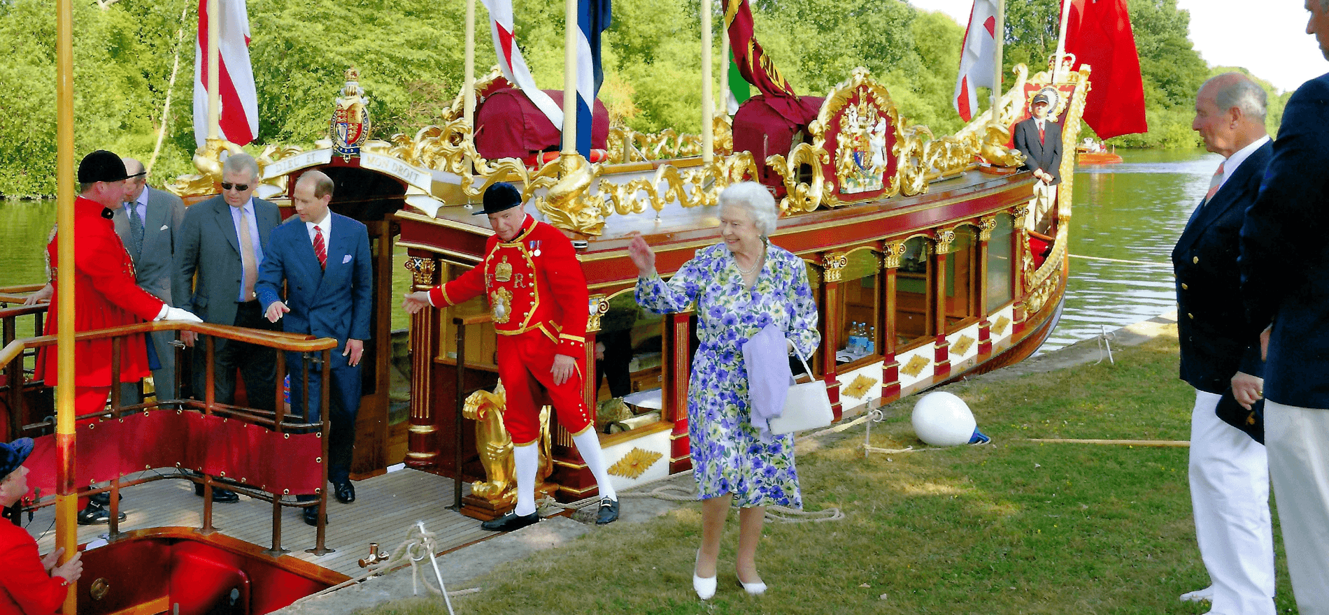 Her Majesty The Queen disembarking from Gloriana