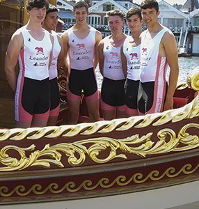 Leander boys aboard Gloriana at Henley Royal Regatta