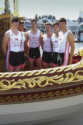Leander boys aboard Gloriana at Henley Royal Regatta