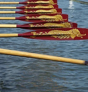 Gloriana's bow-side blades in action at Henley Royal Regatta