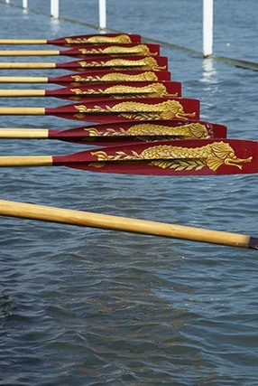 Gloriana's bow-side blades in action at Henley Royal Regatta