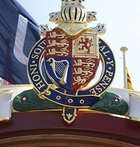 The royal crest of Gloriana at Henley Royal Regatta