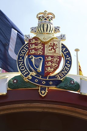 The royal crest of Gloriana at Henley Royal Regatta