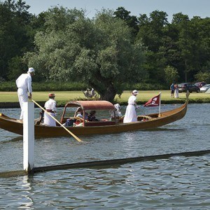 A Venetian style gondola on the course