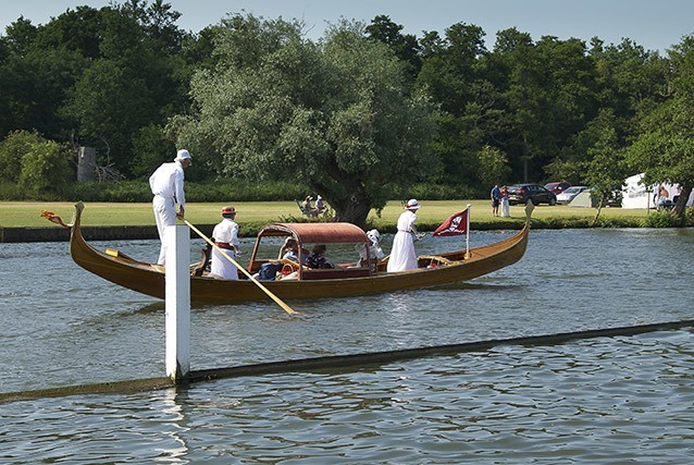 A Venetian style gondola on the course