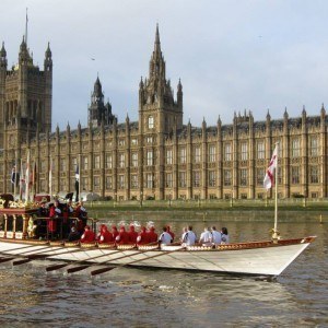 Lord Mayor's River Pageant in front of Houses of Parliament