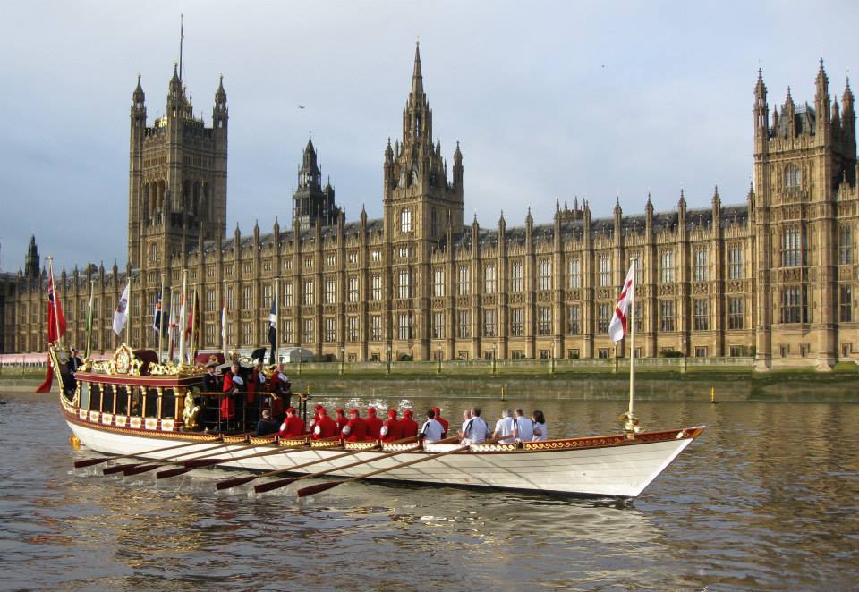 Lord Mayor's River Pageant in front of Houses of Parliament