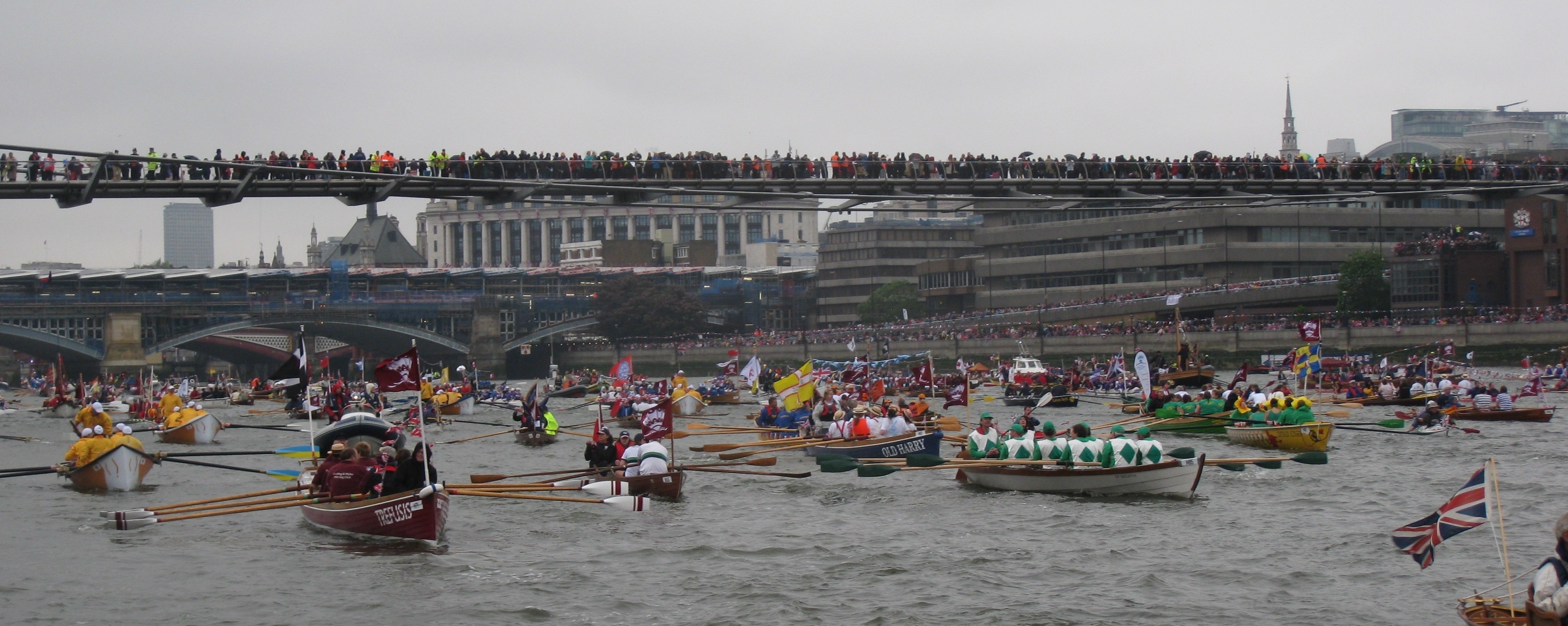 Millenium Bridge view of the river pageant