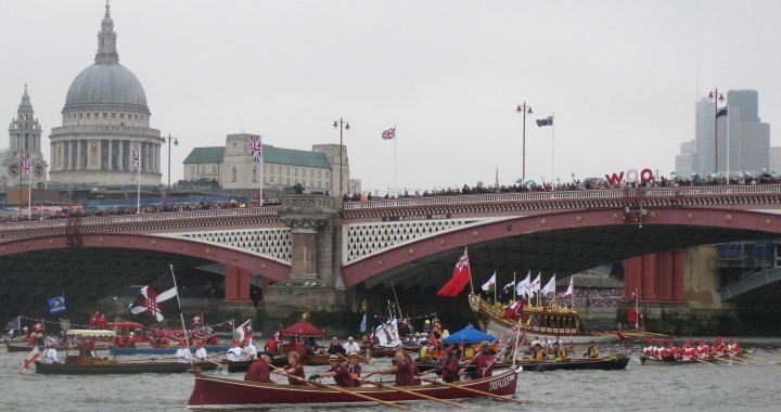 St Pauls looks on at the Diamond Jubilee Pageant