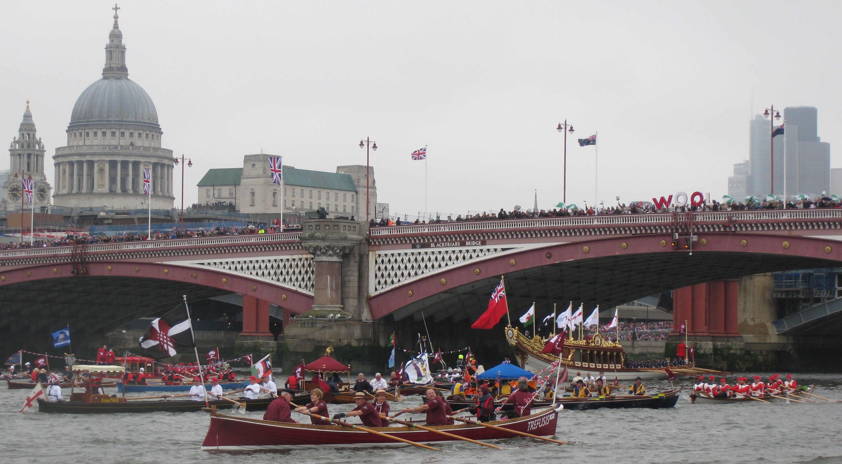 St Pauls looks on at the Diamond Jubilee Pageant