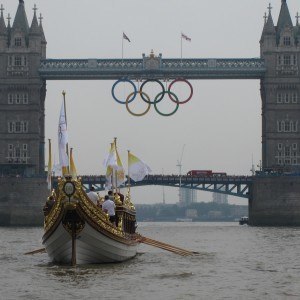 Tower Bridge wearing her Olympic Rings