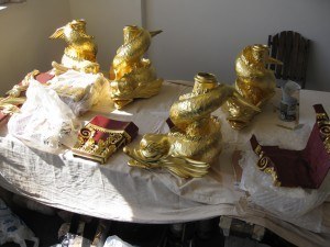 Gold snakes waiting to be fitted
