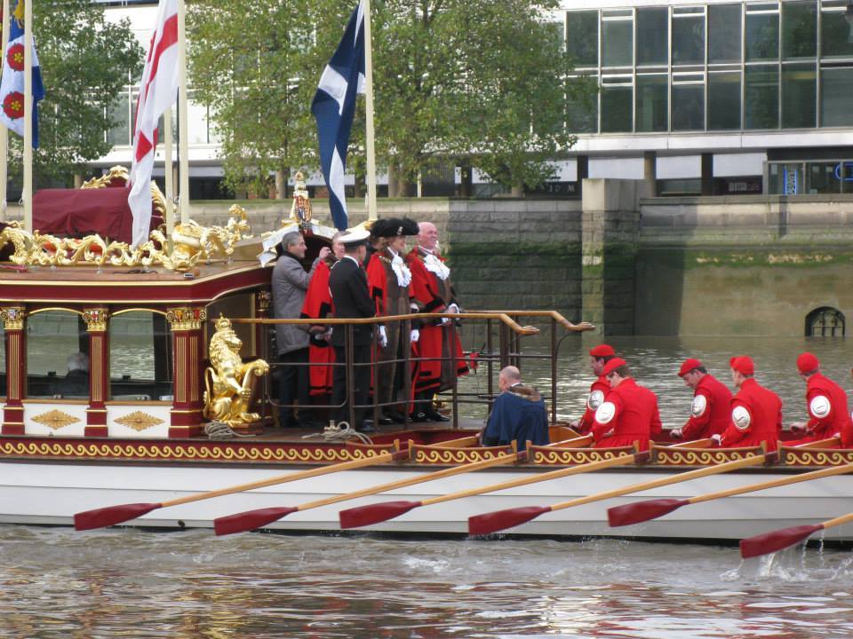 New Lord Mayor in garb aboard Gloriana