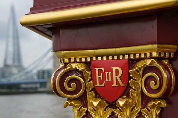 Details of the MV Gloriana as it rows up the Thames as part of HM The Queen's 90th Birthday celebrations