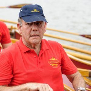 Chris Cully, Rower MV Gloriana rows up the Thames as part of HM The Queen's 90th Birthday celbrations