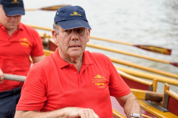 Chris Cully, Rower MV Gloriana rows up the Thames as part of HM The Queen's 90th Birthday celbrations